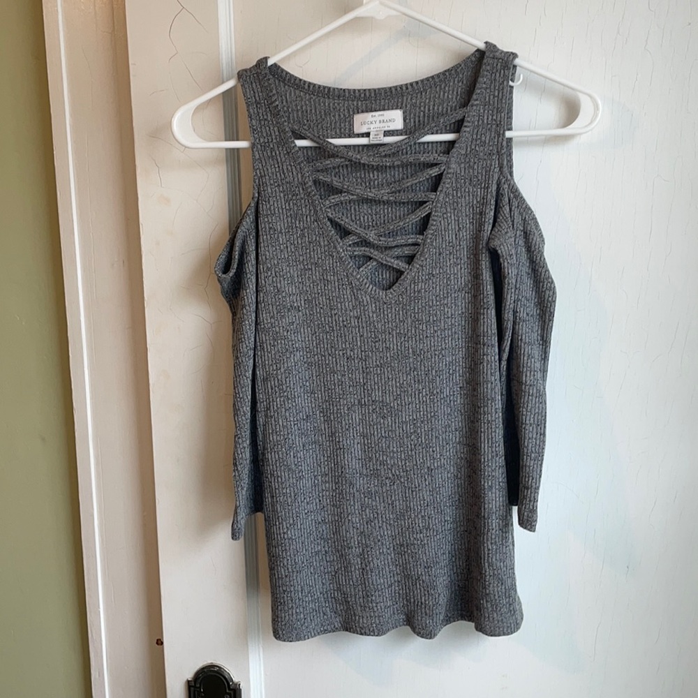 Lucky Brand Open Shoulder 3/4 Sleeve Shirt